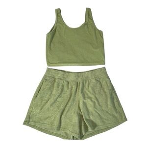 Hollister Terry Cloth Green Tank and Shorts Set